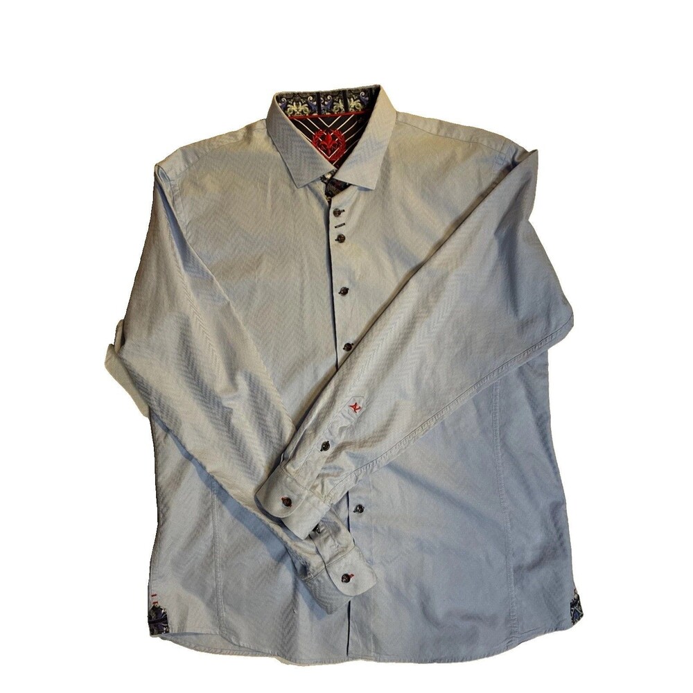 Au Noir Men’s Light Blue Button Up Shirt Long Sleeve Casual XXL